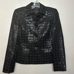 Anne Klein Suit Tailored Waist Length Button Front Lined Blazer Jacket